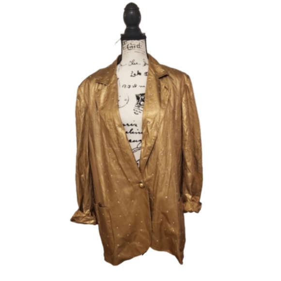 Letezia's Town House NY | Gold Vintage Oversized Jacket Jewel Detailing - 12 - Picture 1 of 14